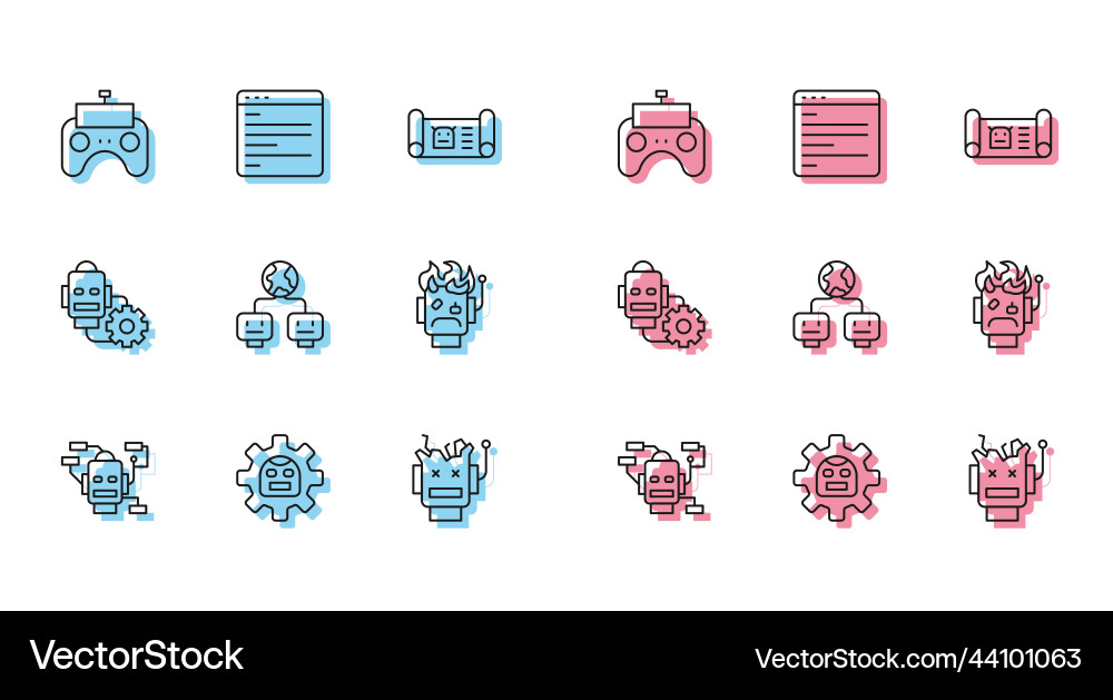 Set line robot remote control broken Set line robot remote control broken vector image