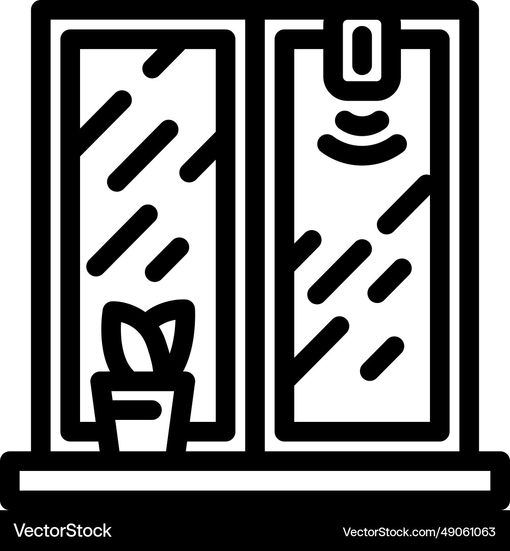 Smart window sensor home line icon vector image