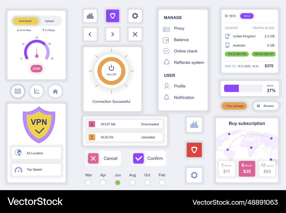 User interface elements set for cyber security User interface elements set for cyber security vector image