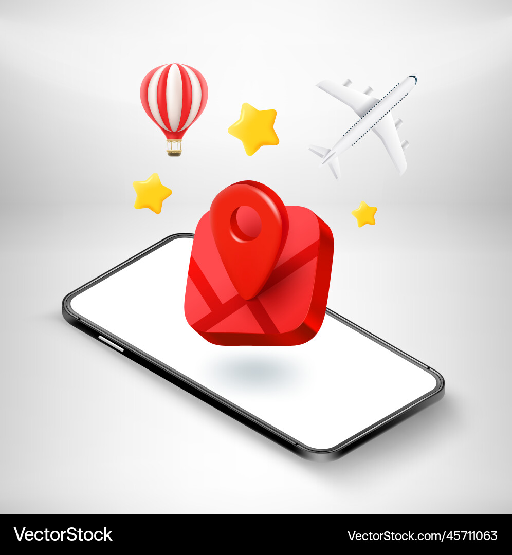 Using navigation application on modern mobile vector image