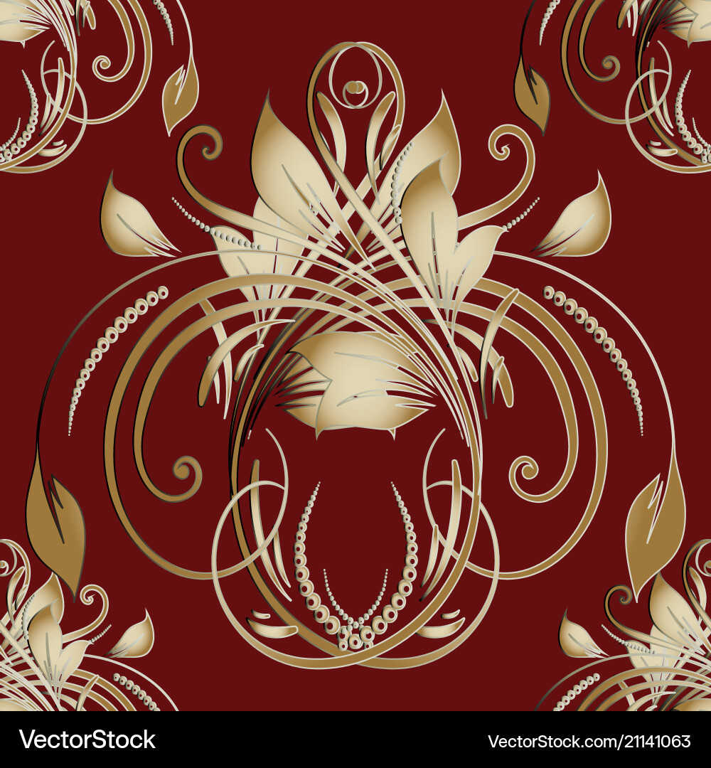 Vintage gold floral damask seamless pattern Vintage gold floral damask seamless pattern vector image