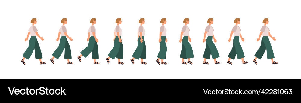 Walk Sequenz Animation Frau in Bewegung voll Walk Sequenz Animation Frau in Bewegung voll vektorbild