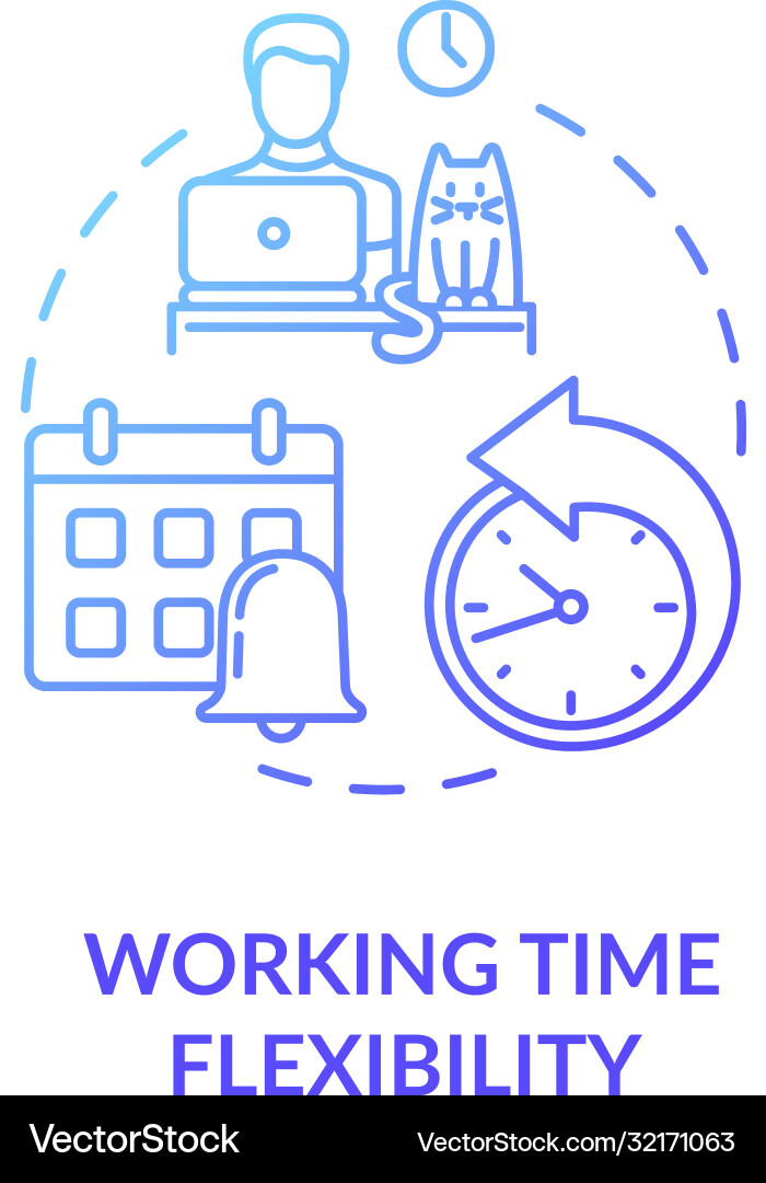 Working time flexibility blue gradient concept Working time flexibility blue gradient concept Vector Image