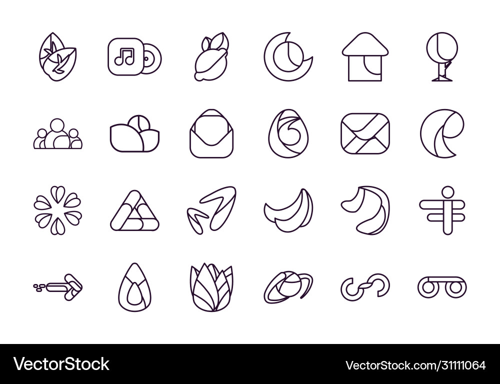 Abstract shapes line style icon set design Abstract shapes line style icon set design Vector Image