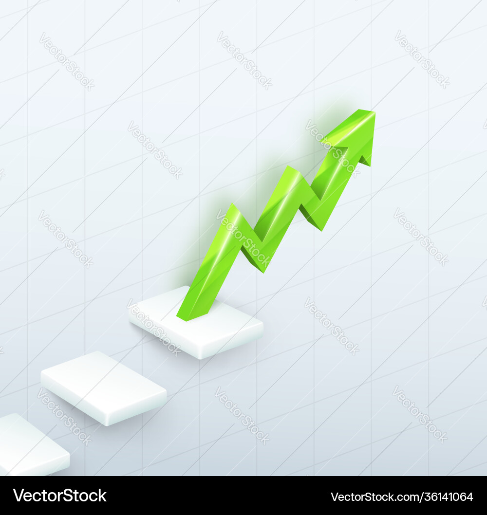 Arrow graph with steps up Arrow graph with steps up vector image