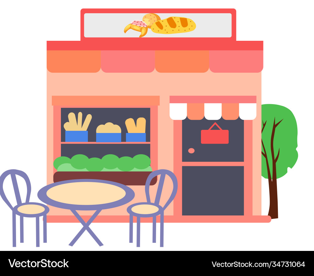 Bakery with a table on duck graphics Vector Image