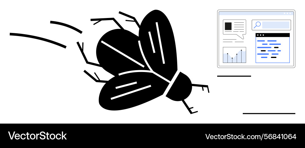Bug symbol with analytics dashboard highlighting Vector Image