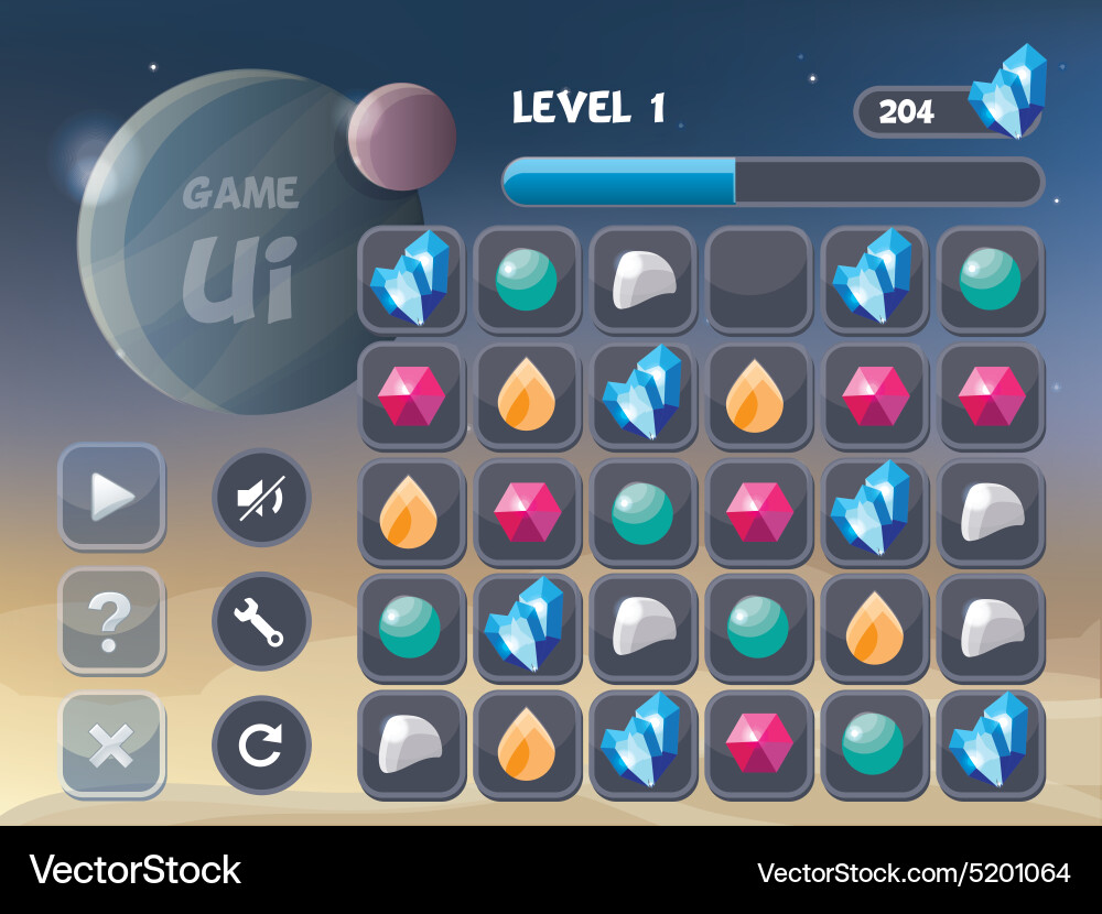 Game ui design elements vector image