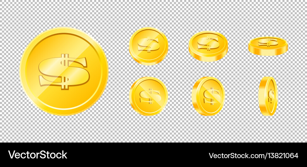 Gold game coin set isolated design Gold game coin set isolated design vector image