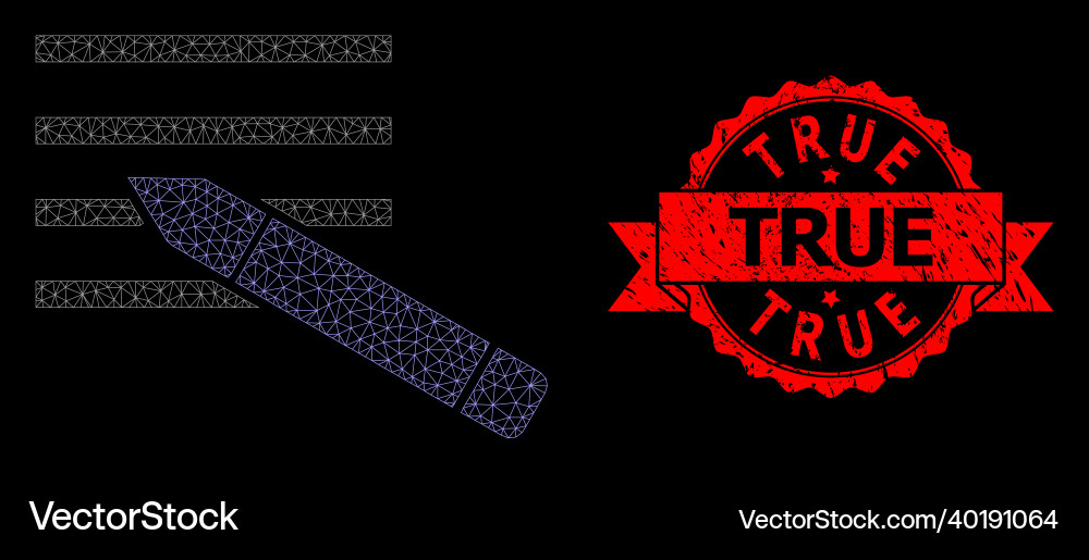 Grunge true stamp and polygonal net edit text Grunge true stamp and polygonal net edit text vector image