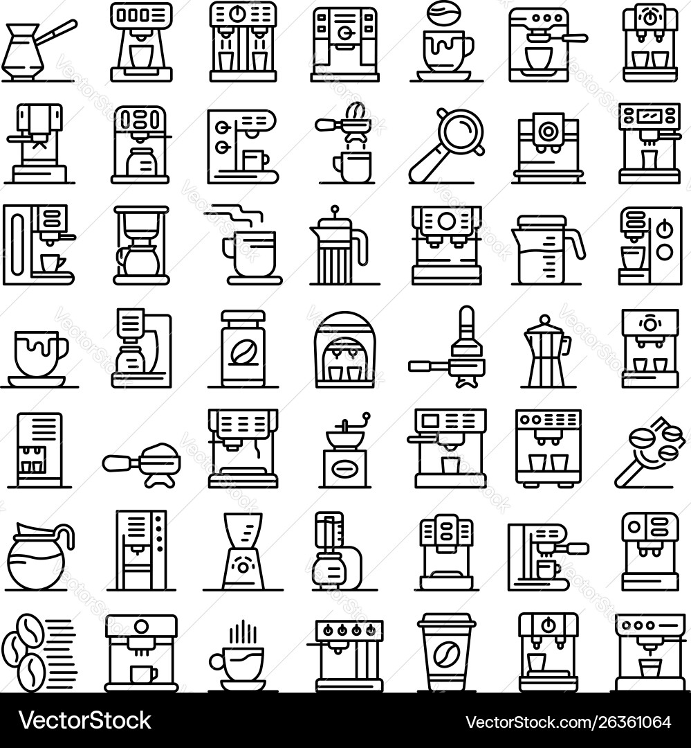 Kaffeemaschine Icons setzen Umriss Stil Kaffeemaschine Icons setzen Umriss Stil vektorbild
