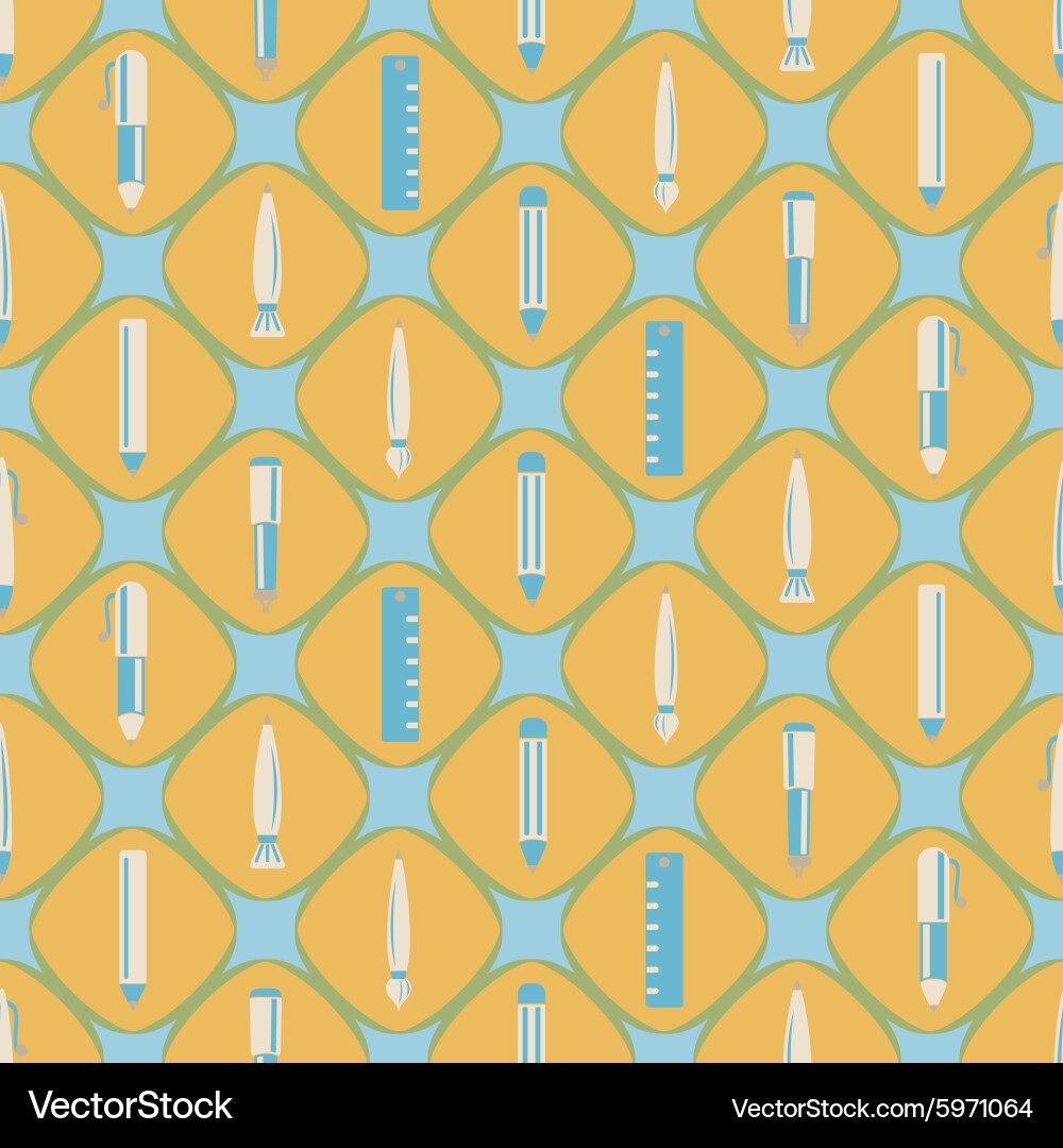 Pen set seamless pattern vector image