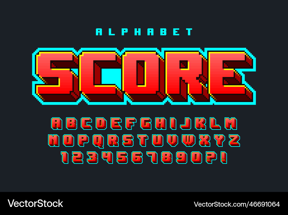 Pixel 8-bit Font Retro Style vector image