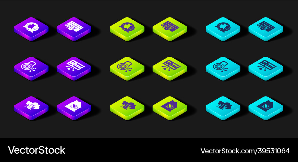 Set system bug on a cloud house with eye scan Set system bug on a cloud house with eye scan Vector Image