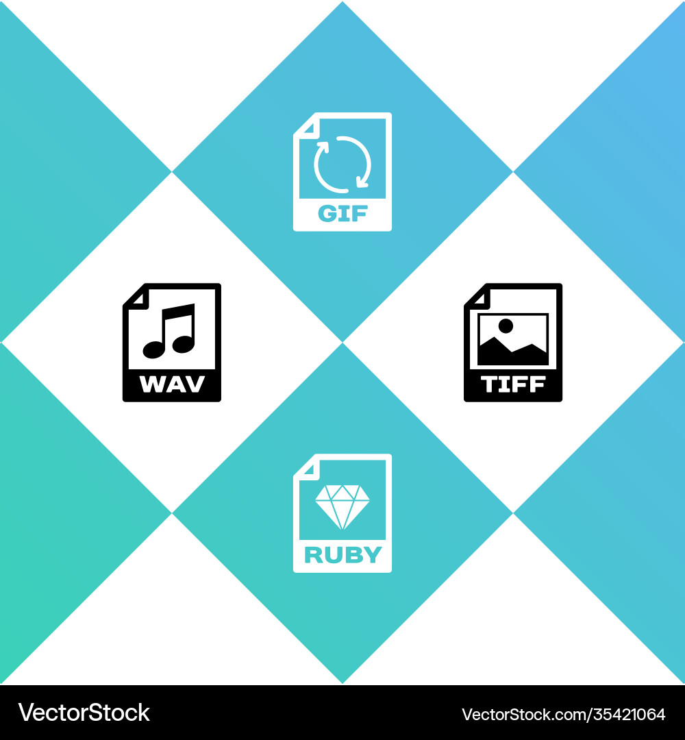 Set wav file document ruby gif and tiff icon Set wav file document ruby gif and tiff icon vector image