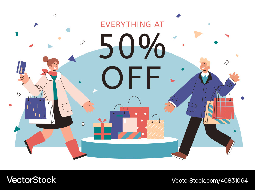 Store having a half price sale Store having a half price sale vector image
