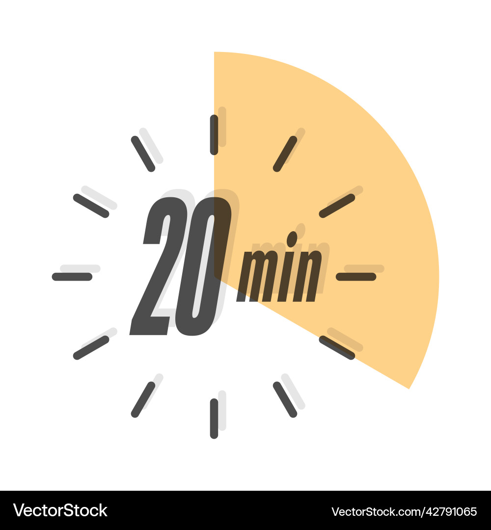 20 minutes timer clock or stopwatch icon Vector Image