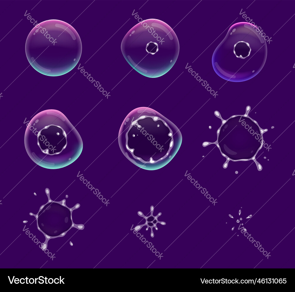 Animated bubble burst game sprite animation Animated bubble burst game sprite animation vector image