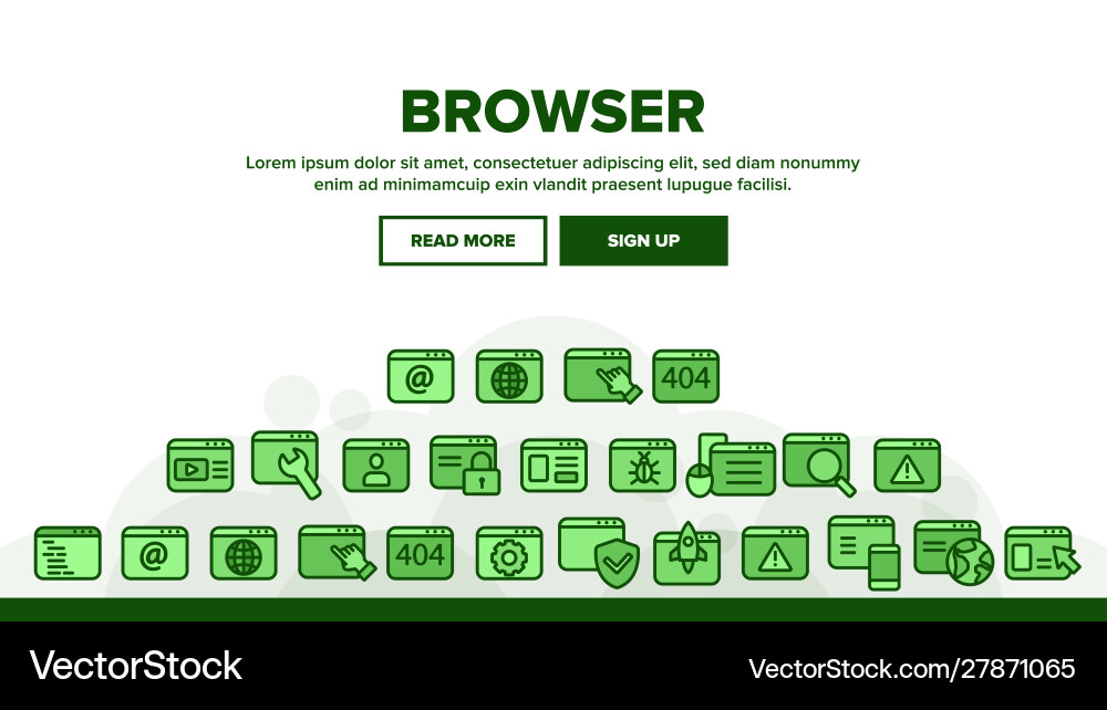 Browser internet landing header Browser internet landing header vector image