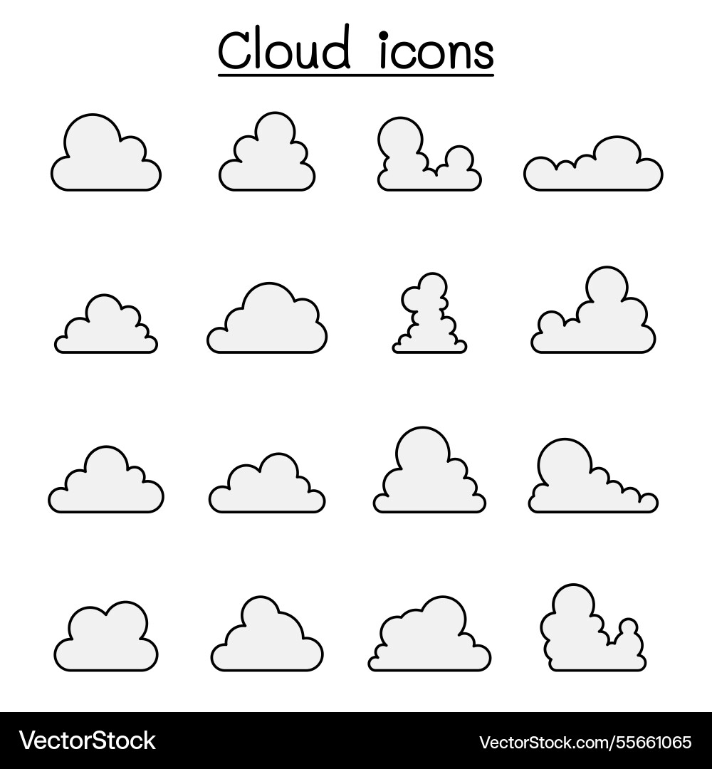Cloud icon in thin line style Royalty Free Vector Image