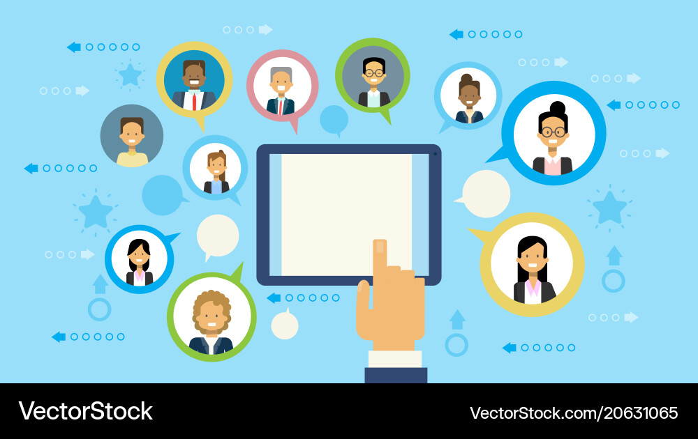 Hand using digital tablet computer communicating Hand using digital tablet computer communicating vector image