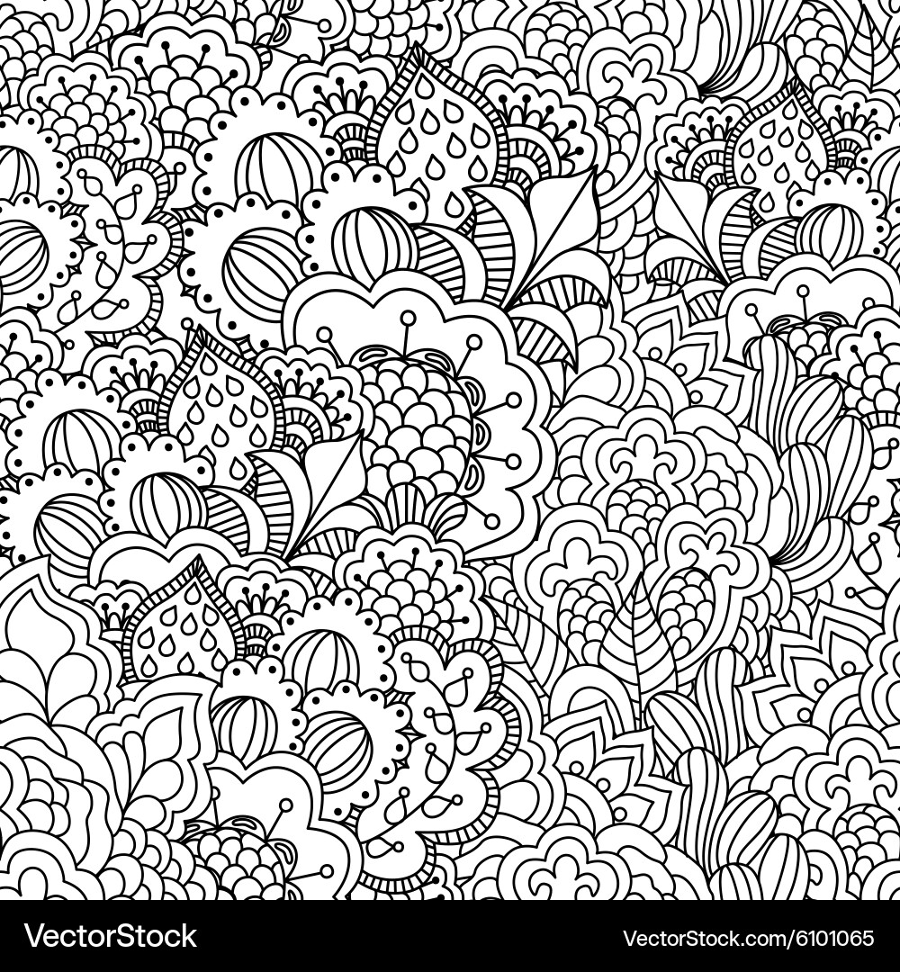 Intricate Black and White Floral Pattern vector image