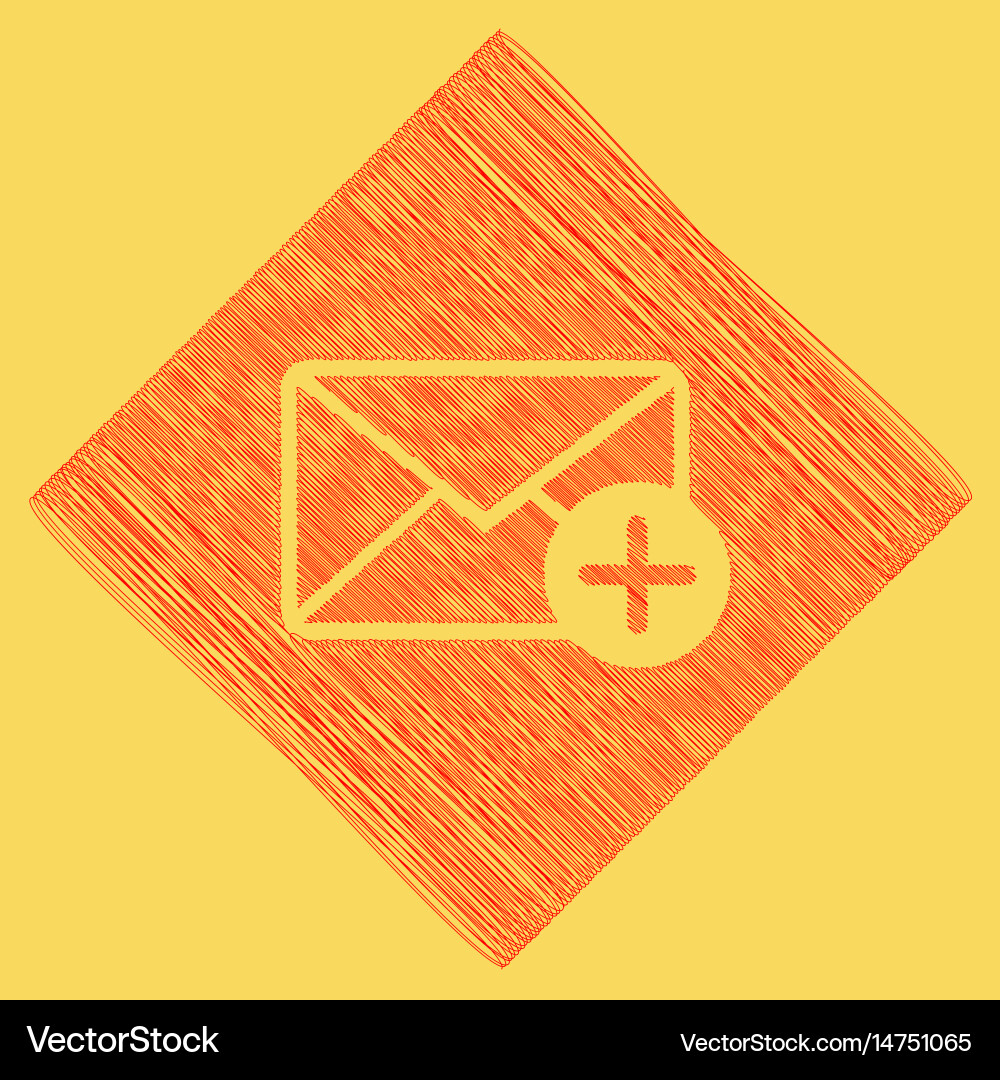 Mail sign with add mark red Vector Image