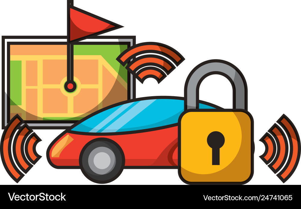 Map navigation mobile security signal autonomous Map navigation mobile security signal autonomous vector image