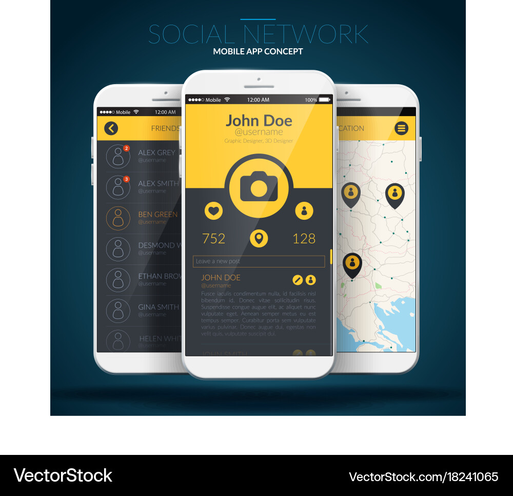 Mobile UI Concept - App Interface Vector Image