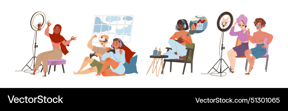 People character using different gadget and mobile People character using different gadget and mobile Vector Image