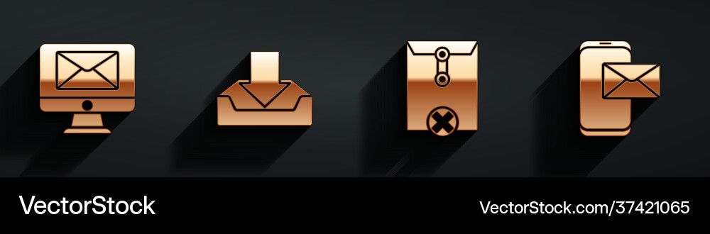 Set monitor and envelope download inbox delete Vector Image