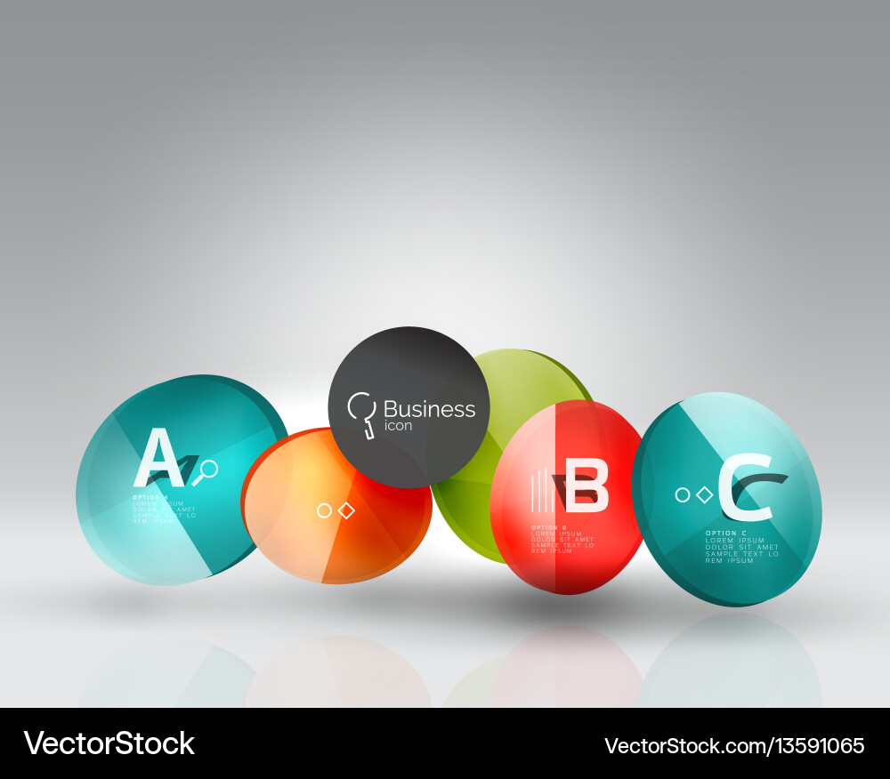 Shiny circles with text in 3d space Shiny circles with text in 3d space vector image