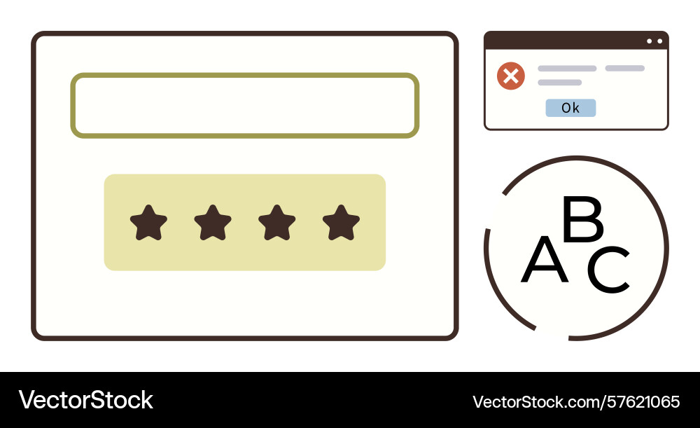 User interface elements featuring rating stars User interface elements featuring rating stars vector image