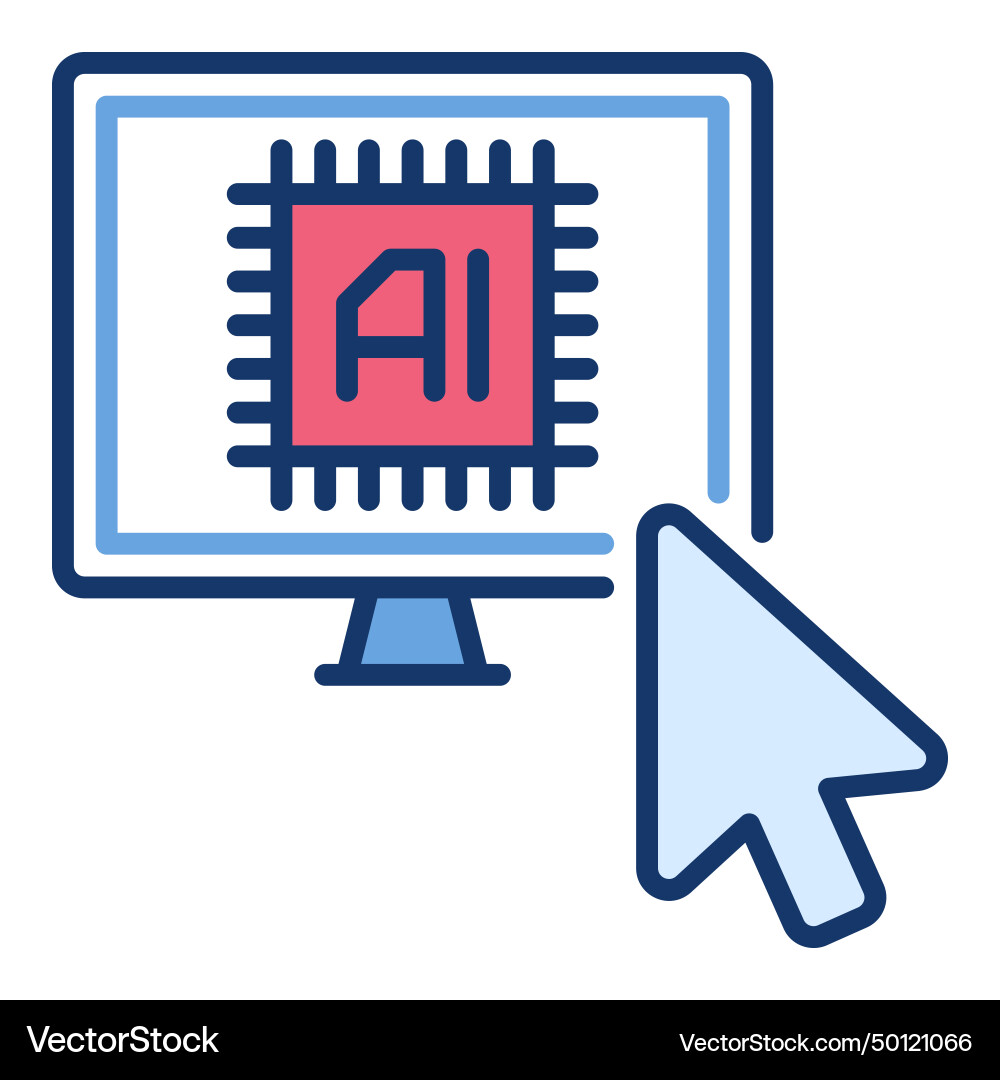 Ai Computer und Maus Cursor künstlich Ai Computer und Maus Cursor künstlich vektorbild