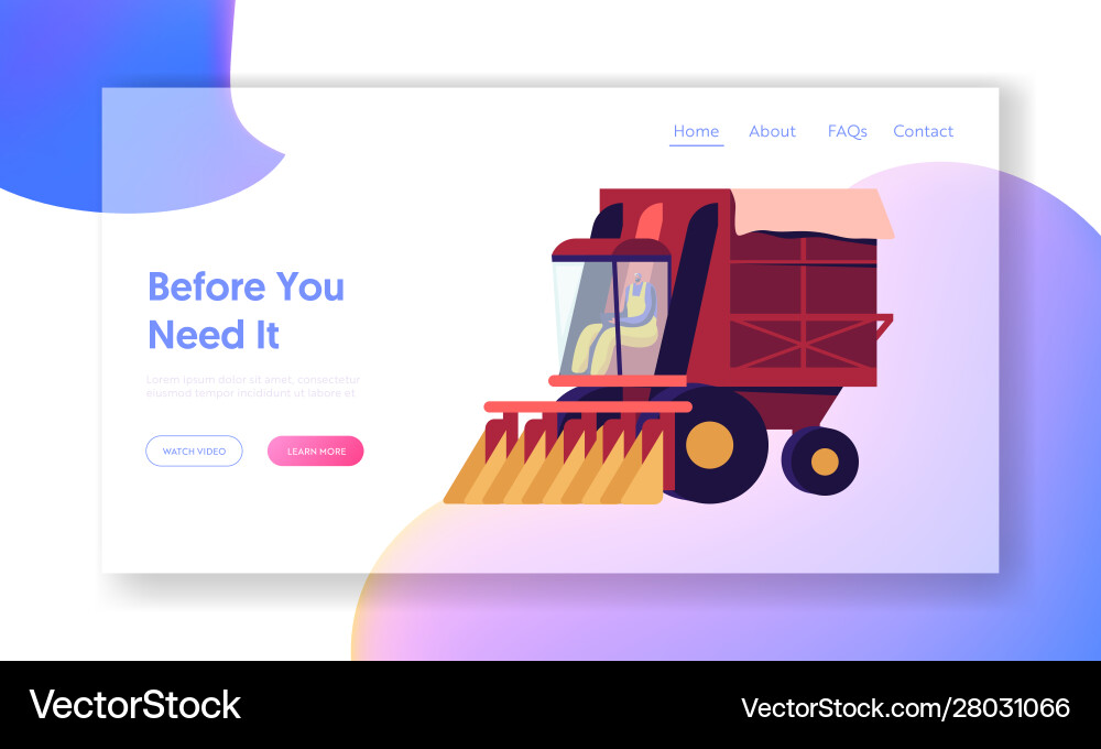 Cotton picker working in field website landing Cotton picker working in field website landing vector image