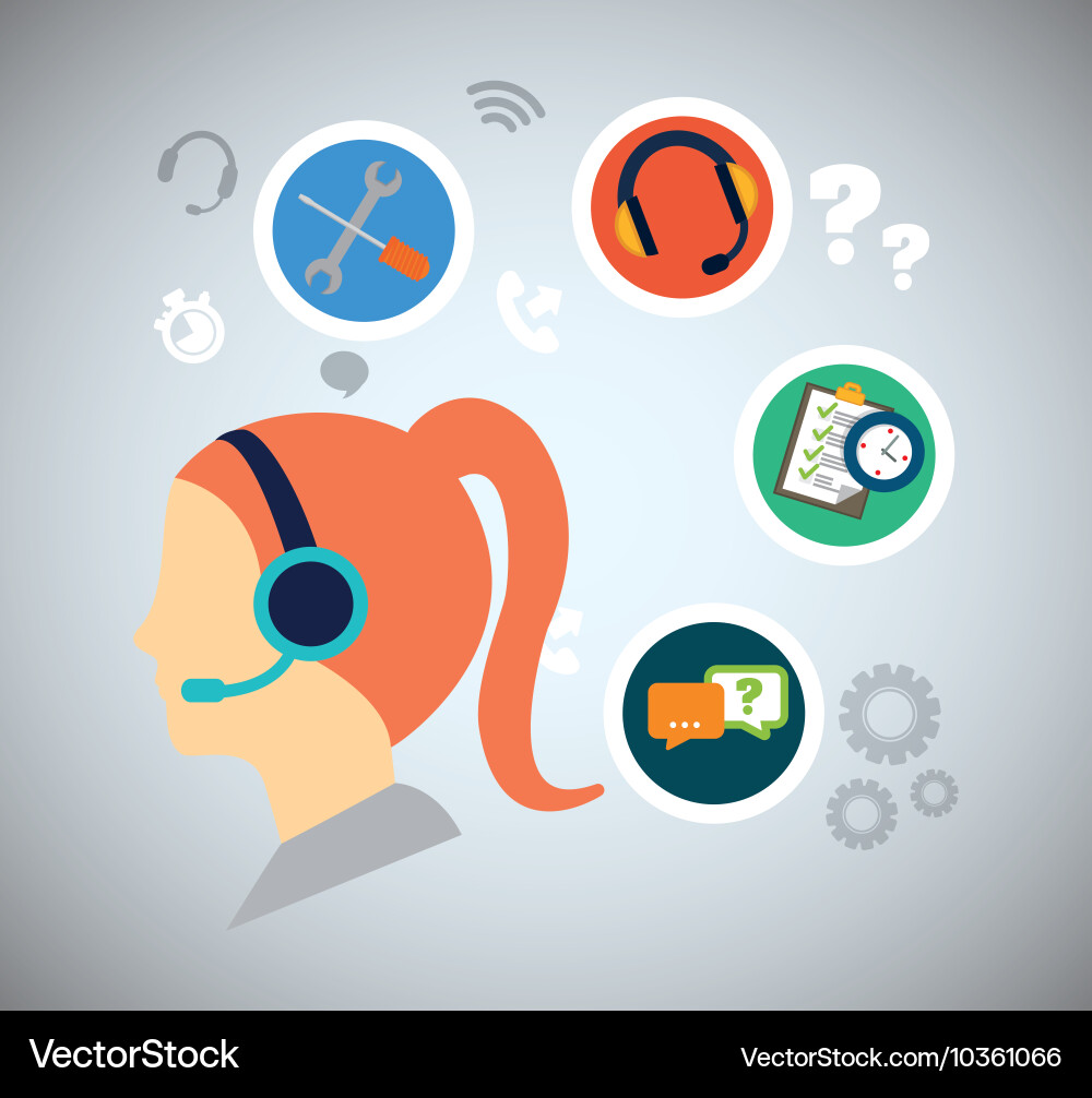 Customer service technical icon set vector image