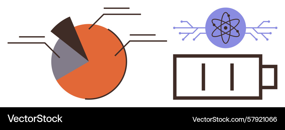 Data visualization with pie chart atomic Data visualization with pie chart atomic Vector Image