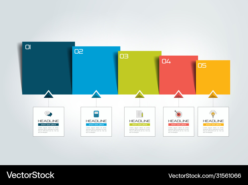 Five steps chart template scheme tab vector image