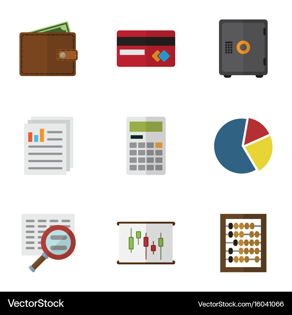 Flat icon finance set of scan counter graph Vector Image