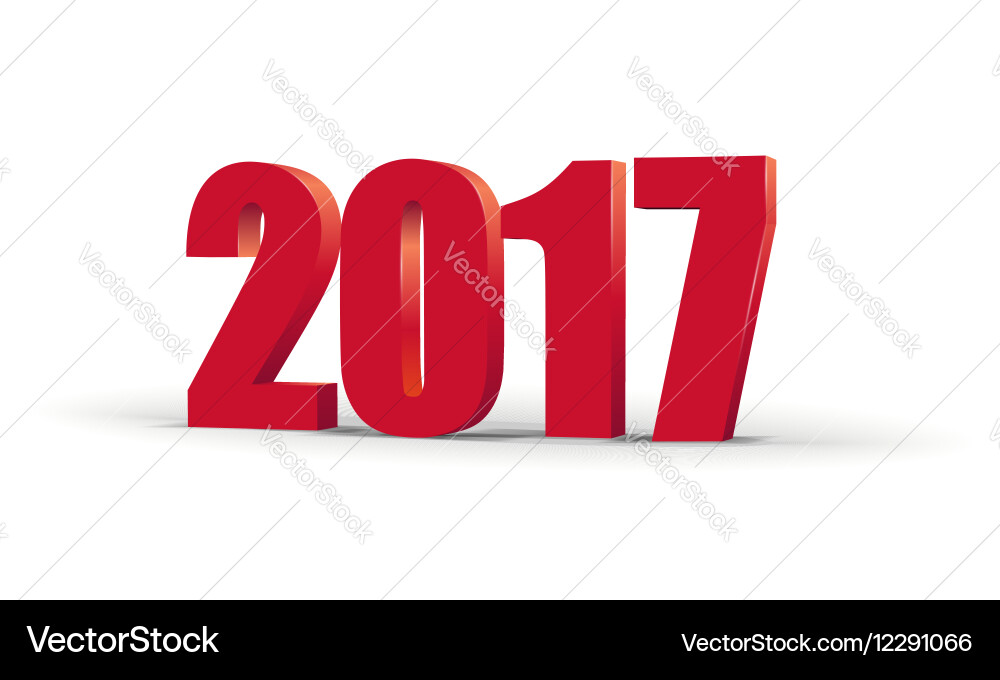 Happy new year 2017 celebration 3d text red Vector Image