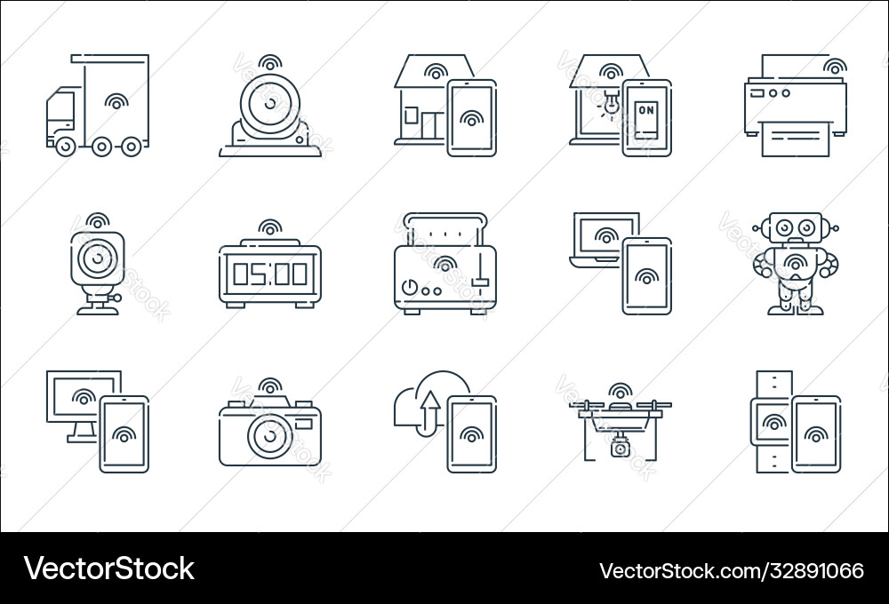 Internet things line icons linear set quality vector image