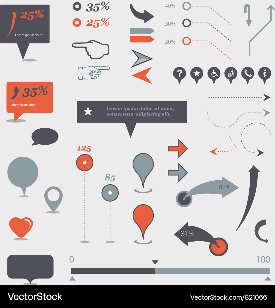 Location and Data Point Icons vector image