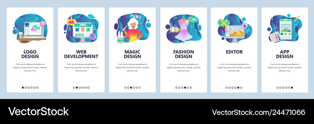 Mobile app onboarding screens web development Vector Image