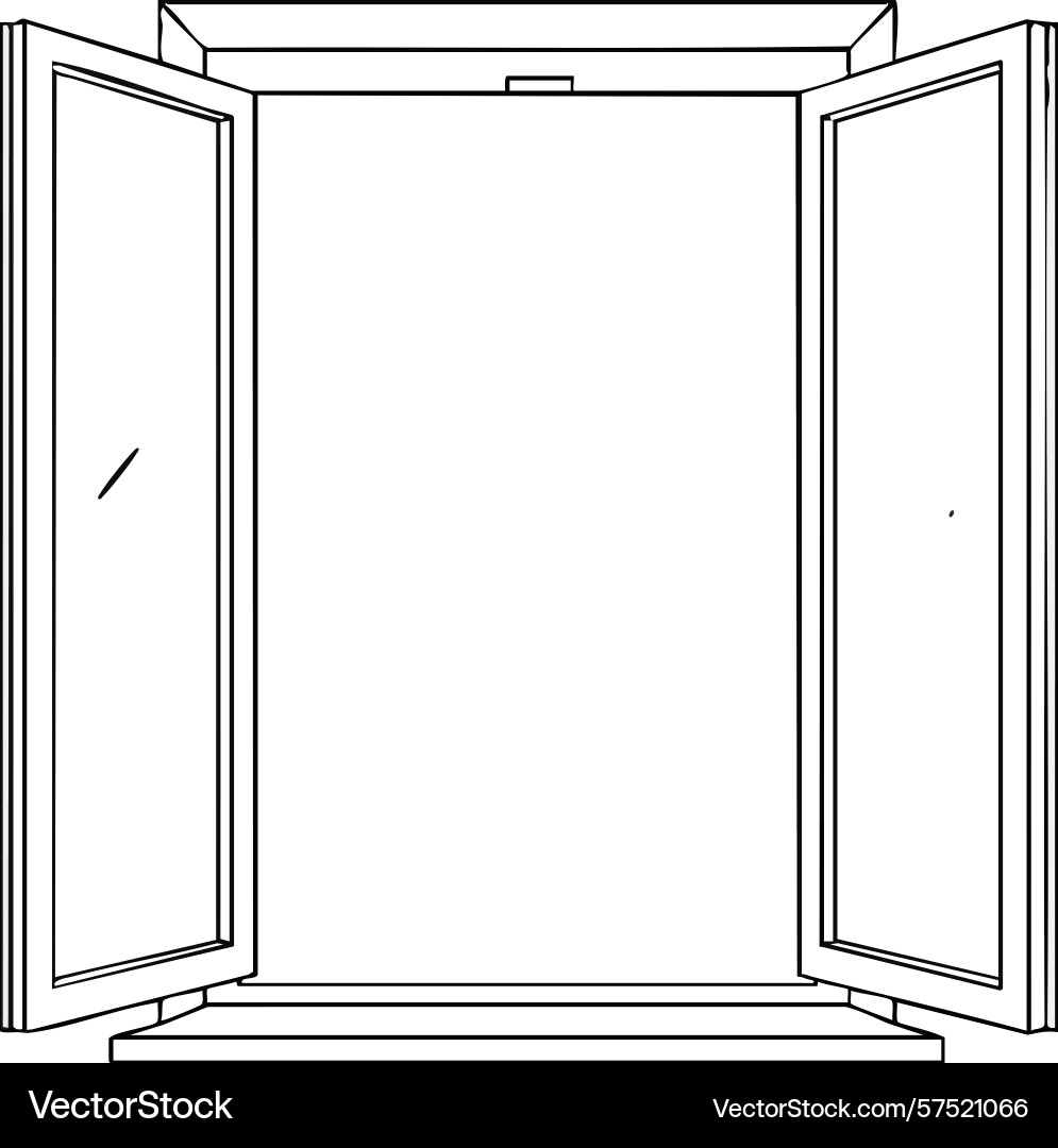 Open window line art design showing empty frame Open window line art design showing empty frame Vector Image