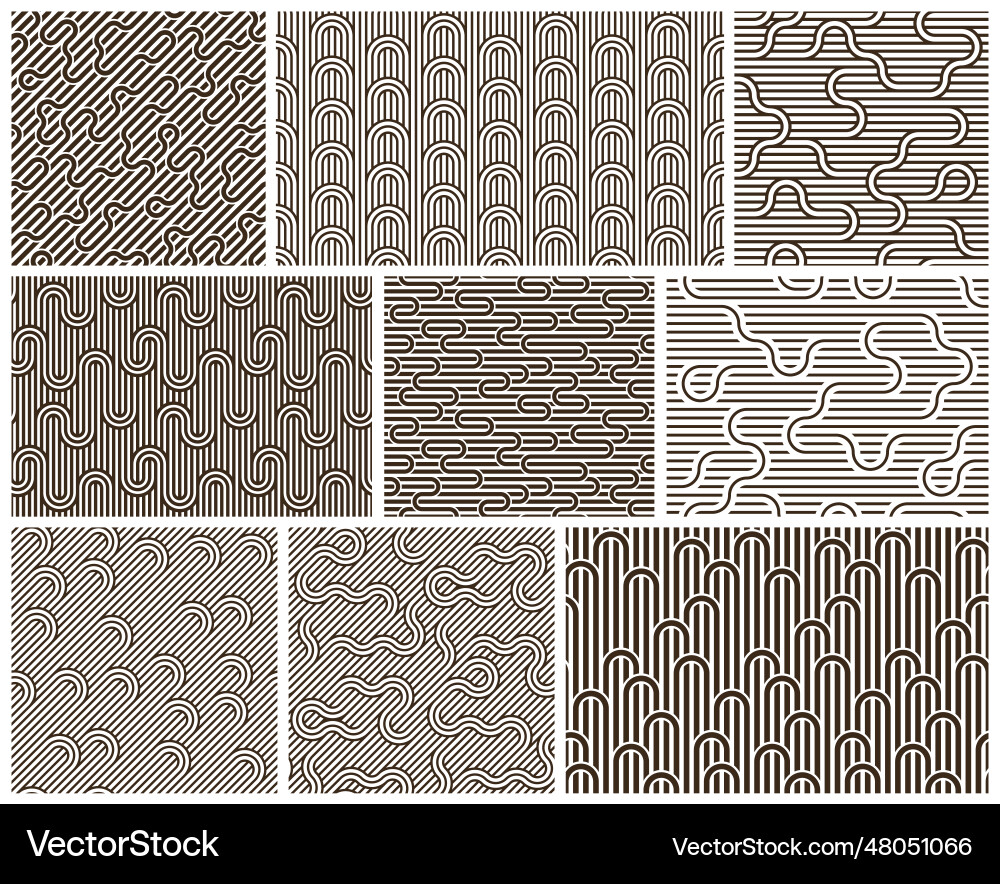 Seamless linear geometric minimalistic patterns vector image