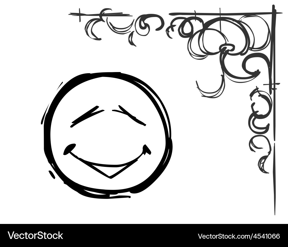 Smiley face and pattern in the corner draw Vector Image