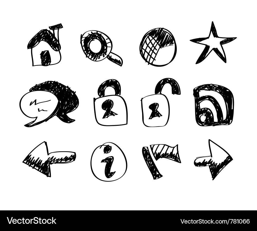 Web Icons - Sketch Style Vector Image