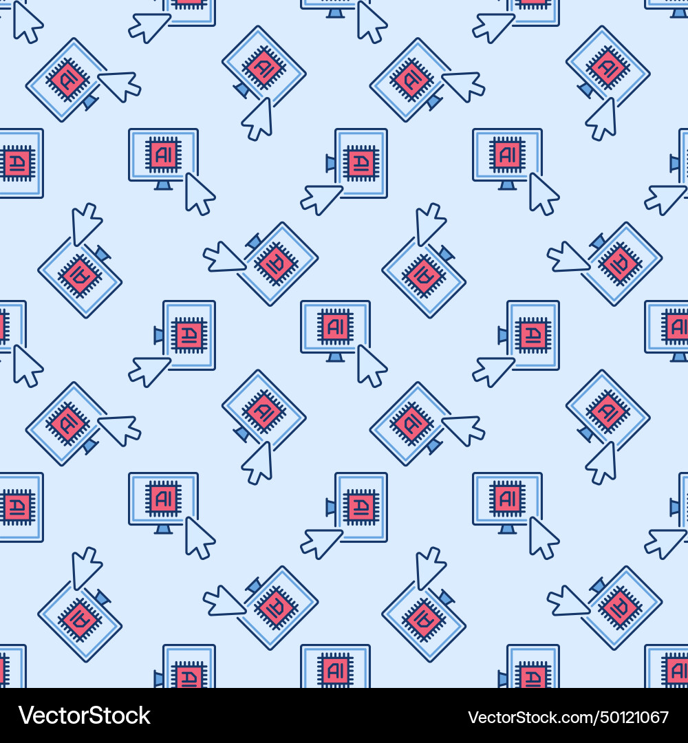 Ai computer and mouse cursor artificial Ai computer and mouse cursor artificial vector image