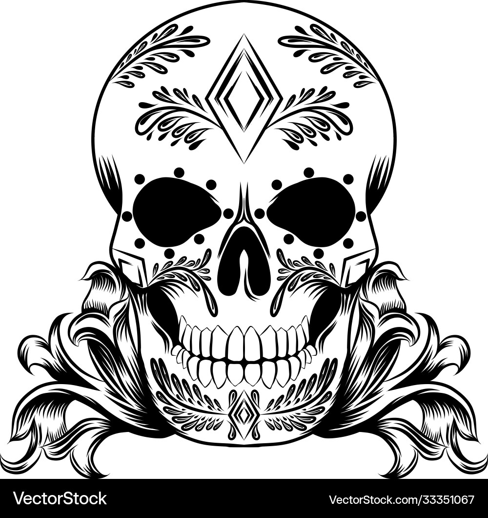 Black day dead sugar skull tattoos vector image