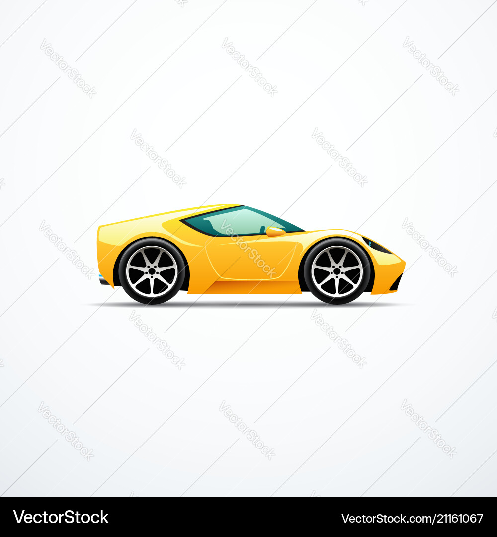Cartoon Yellow Sports Car Vector Image